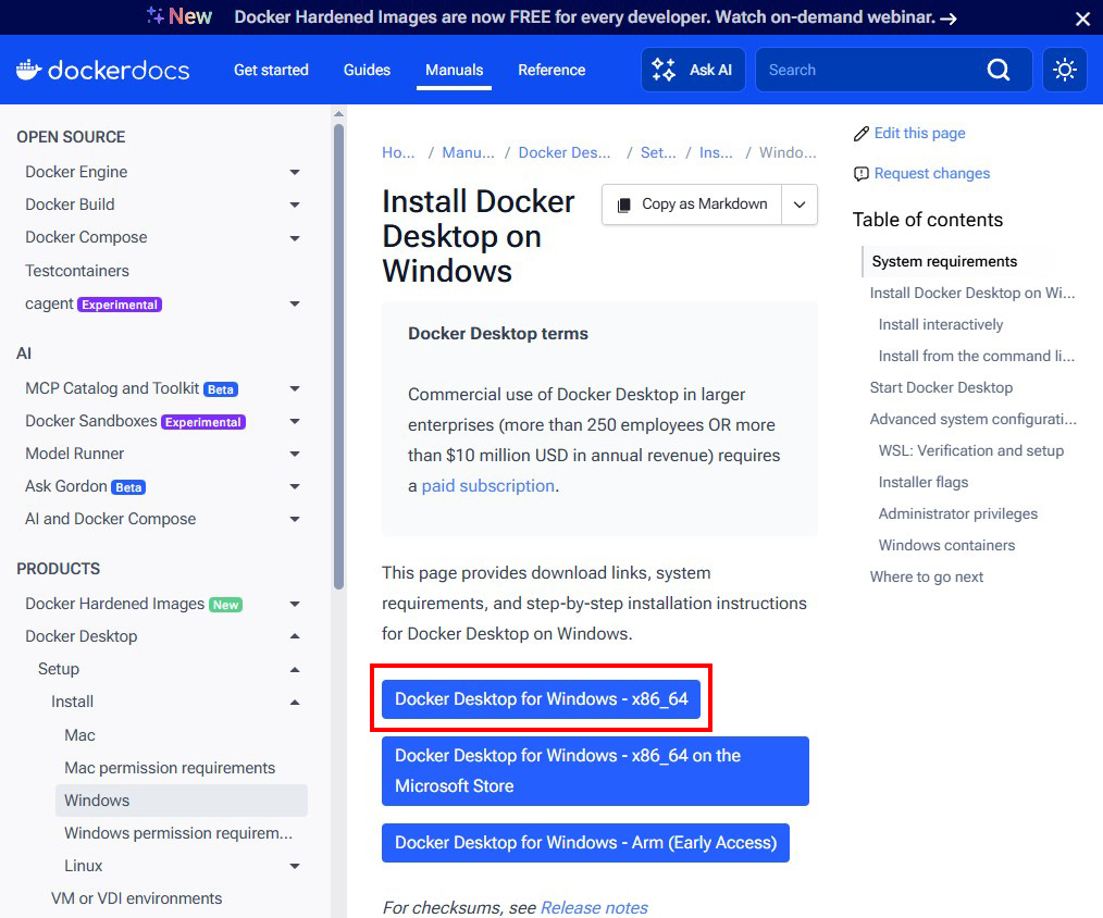 Docker Desktop for Windows - x86_64