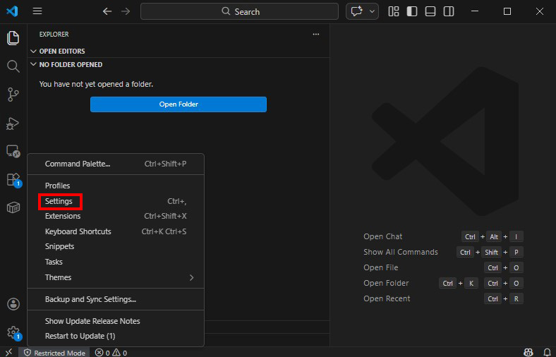 設定画面からsettings.jsonを開く方法説明画像2