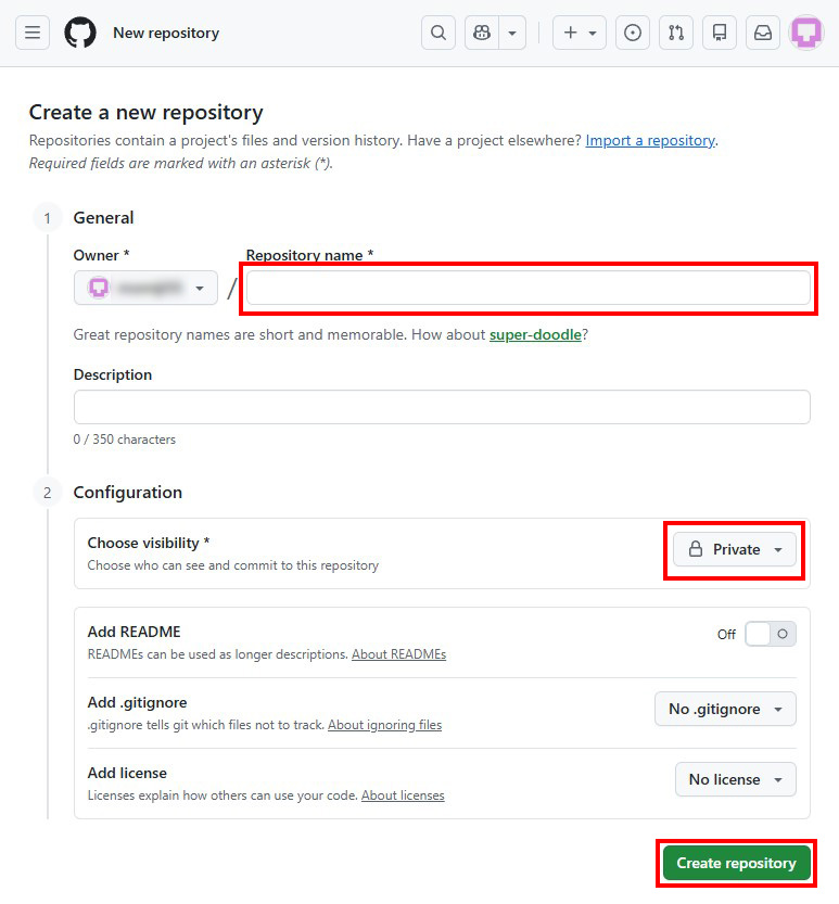 GitHubで新規リポジトリを作成説明画像4